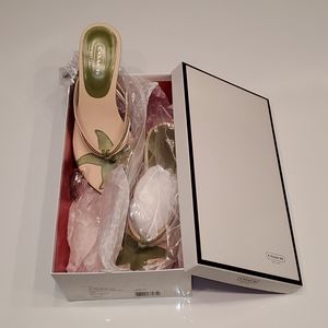 COACH Carleen Calf Leather Kitten Heel Sandals